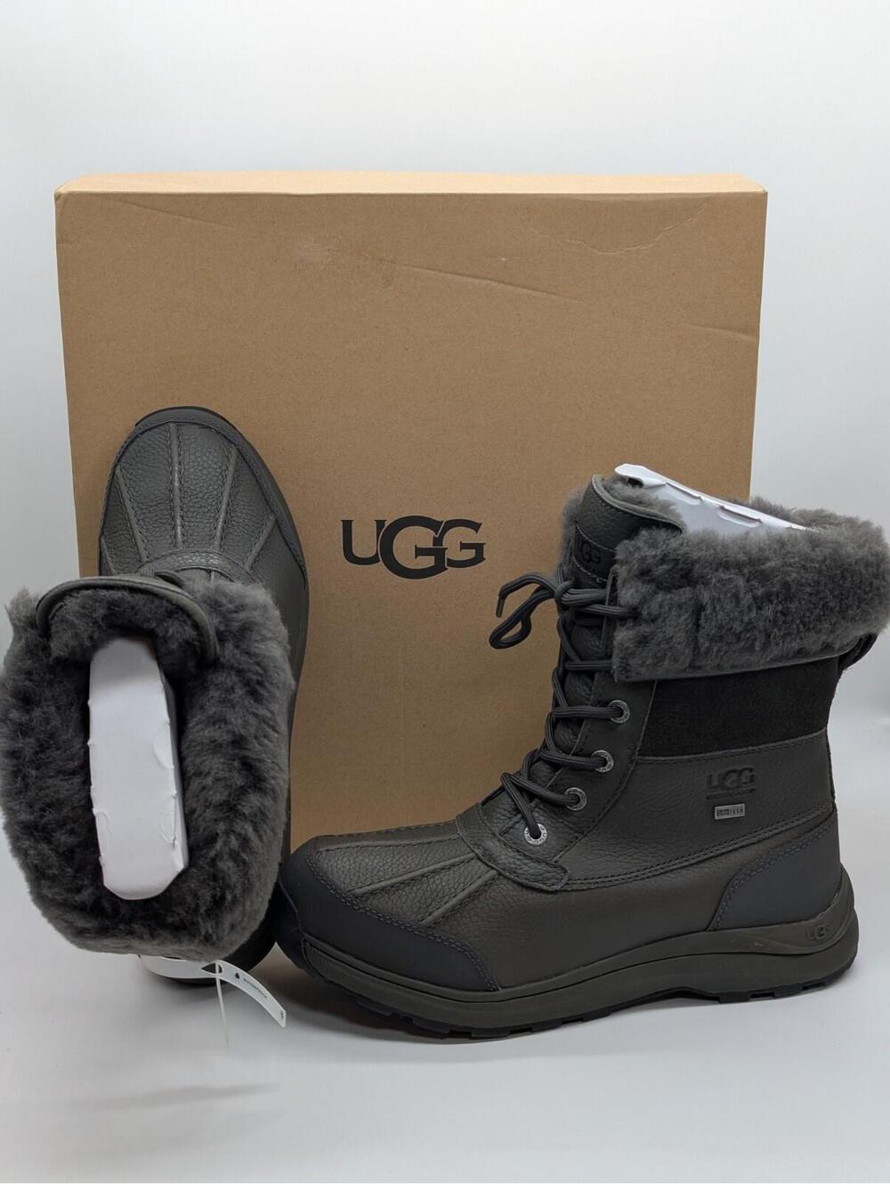 UGG ADIRONDACK III Waterproof Wool Boots Black Olive Gray Women's Size 9.5 New